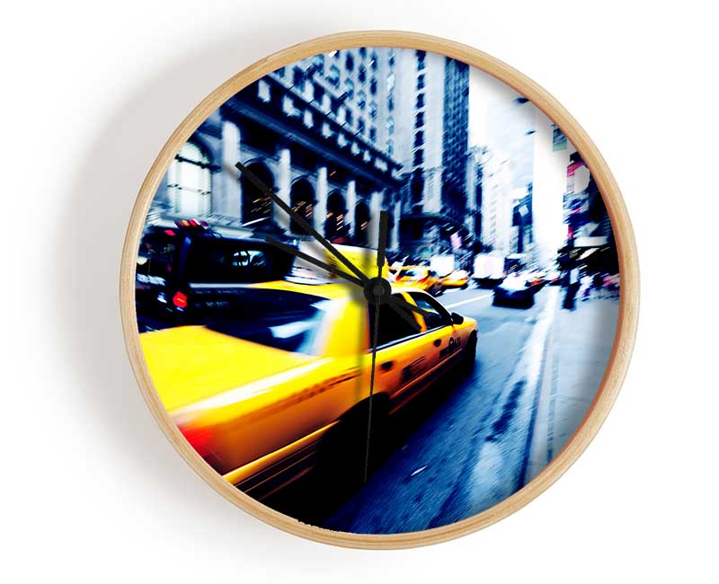 New York City Yellow Cab Blur Clock - Wallart-Direct UK