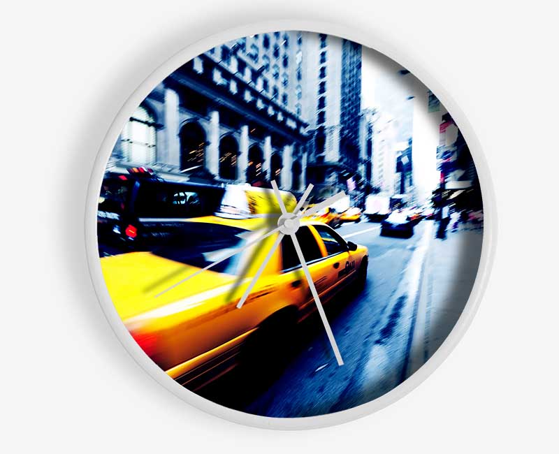 New York City Yellow Cab Blur Clock - Wallart-Direct UK