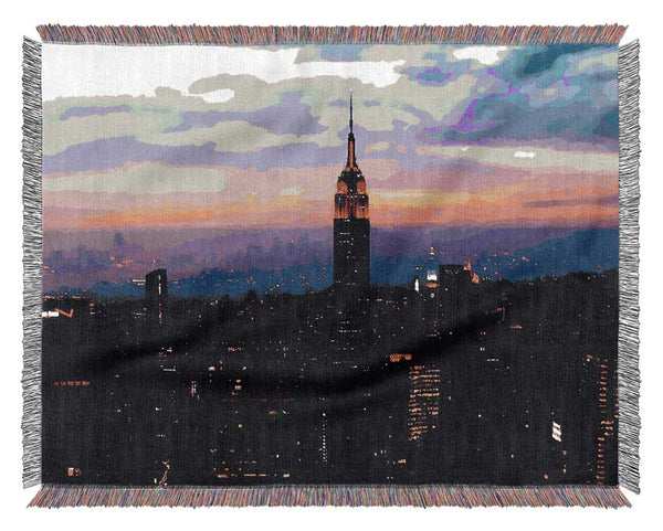 New York Empire State Pink Glow Woven Blanket