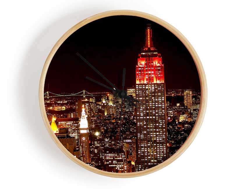 New York Empire State Red Top Clock - Wallart-Direct UK