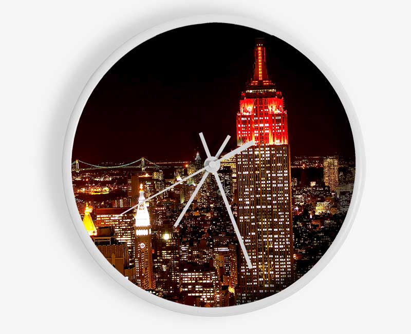 New York Empire State Red Top Clock - Wallart-Direct UK