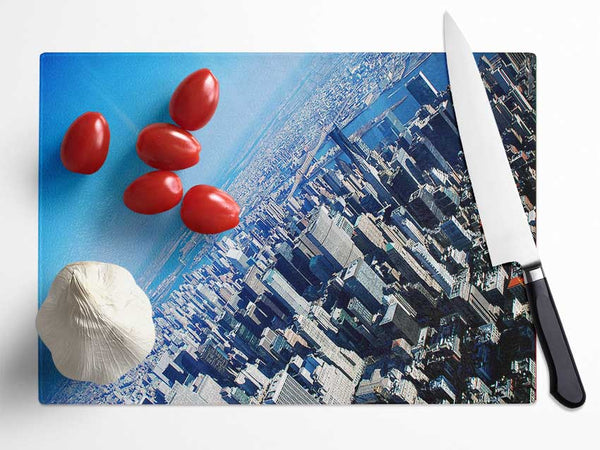 New York From The Plane Glass Chopping Board