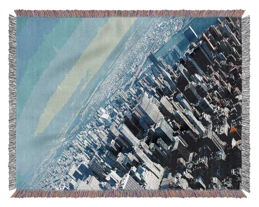 New York From The Plane Woven Blanket