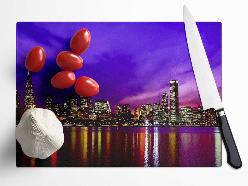 New York Harbour Purple Glass Chopping Board