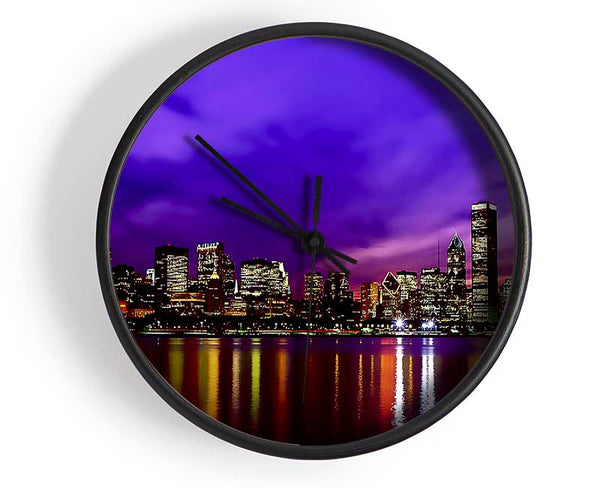 New York Harbour Purple Clock - Wallart-Direct UK