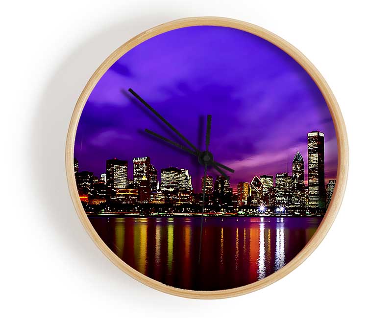 New York Harbour Purple Clock - Wallart-Direct UK