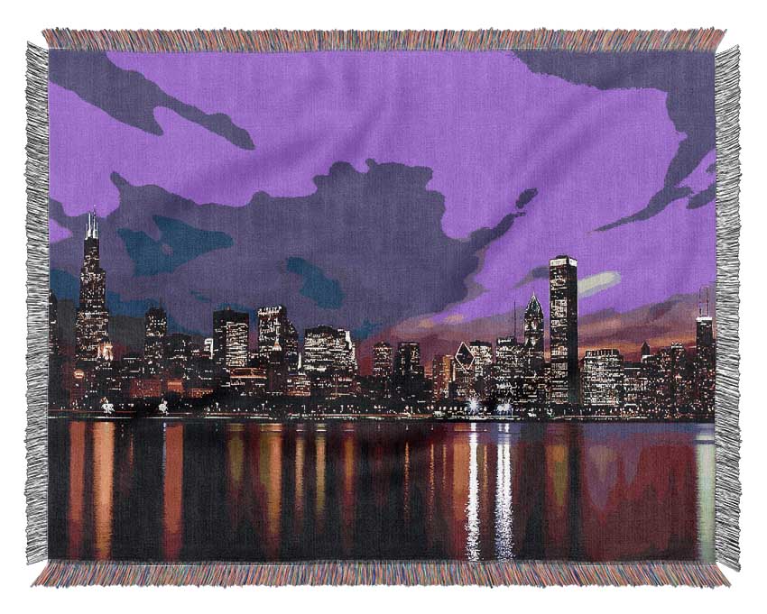 New York Harbour Purple Woven Blanket