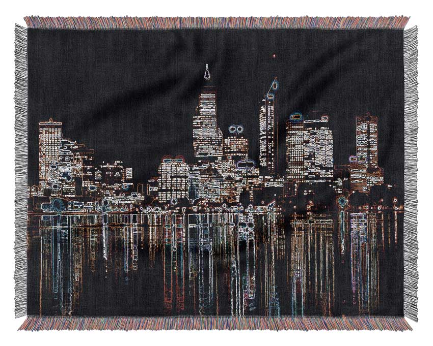 New York Harbour Reflections Black Woven Blanket