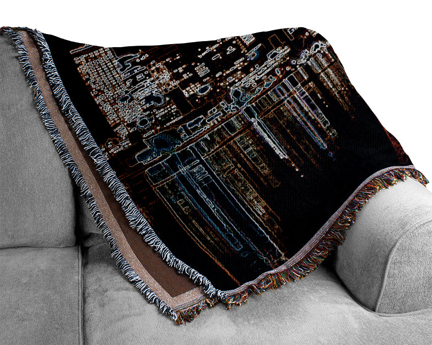 New York Harbour Reflections Black Woven Blanket