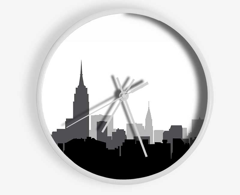 New York Silhouette B n W Clock - Wallart-Direct UK