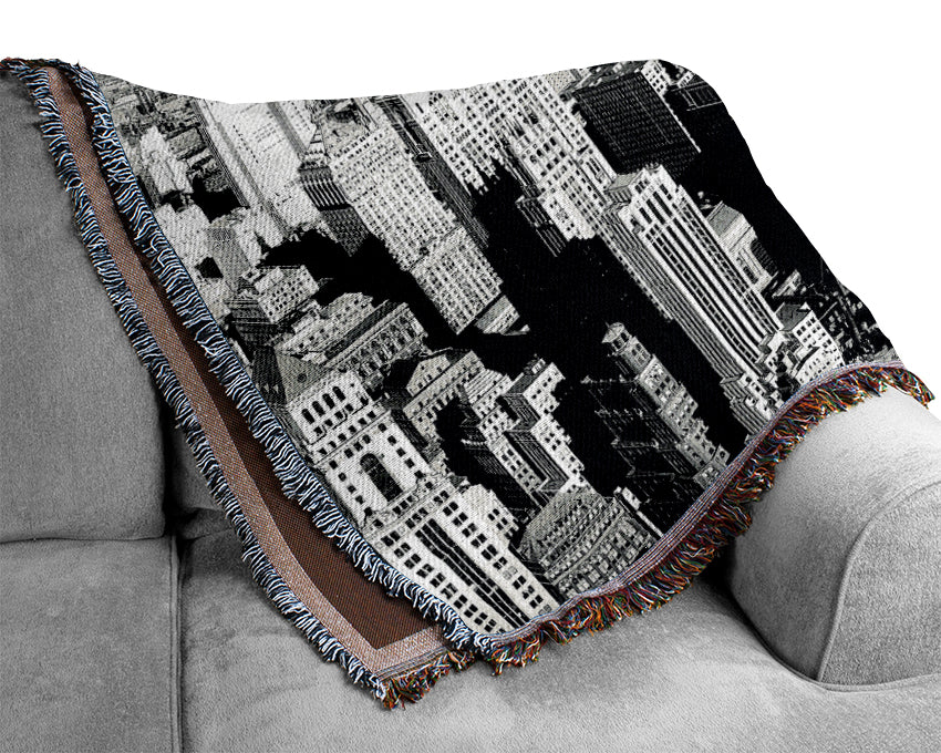 New York Retro B n W Woven Blanket