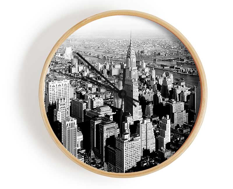 New York Retro B n W Clock - Wallart-Direct UK