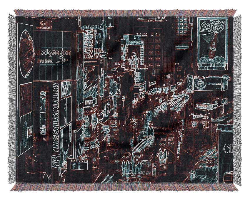 New York Rush Hour Psychedelic Woven Blanket