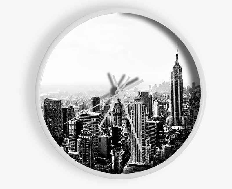 New York Empire State Skyline B n W Clock - Wallart-Direct UK