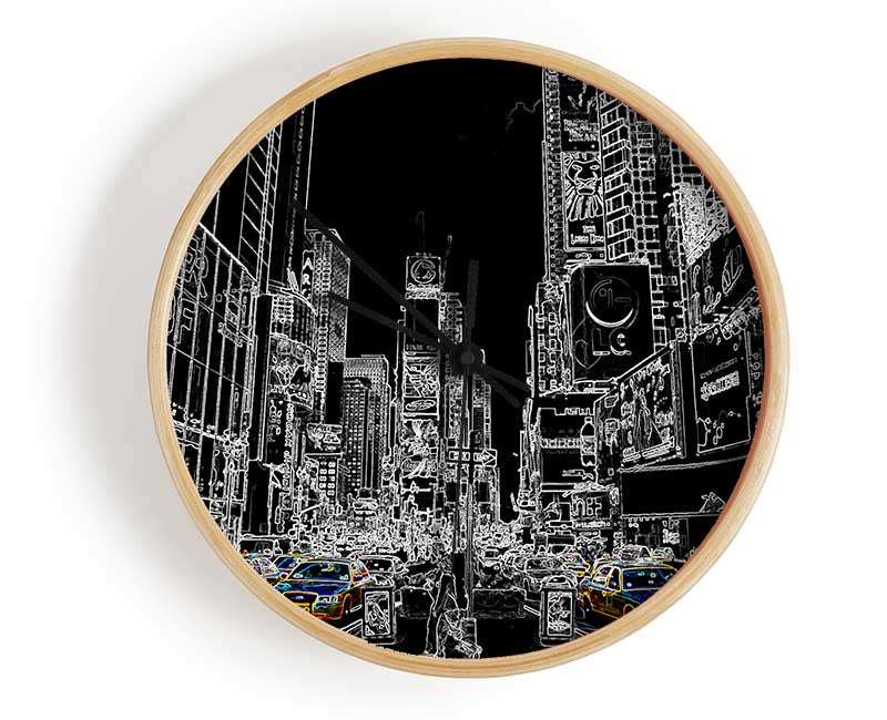 New York Street Taxi Psychedelic Clock - Wallart-Direct UK