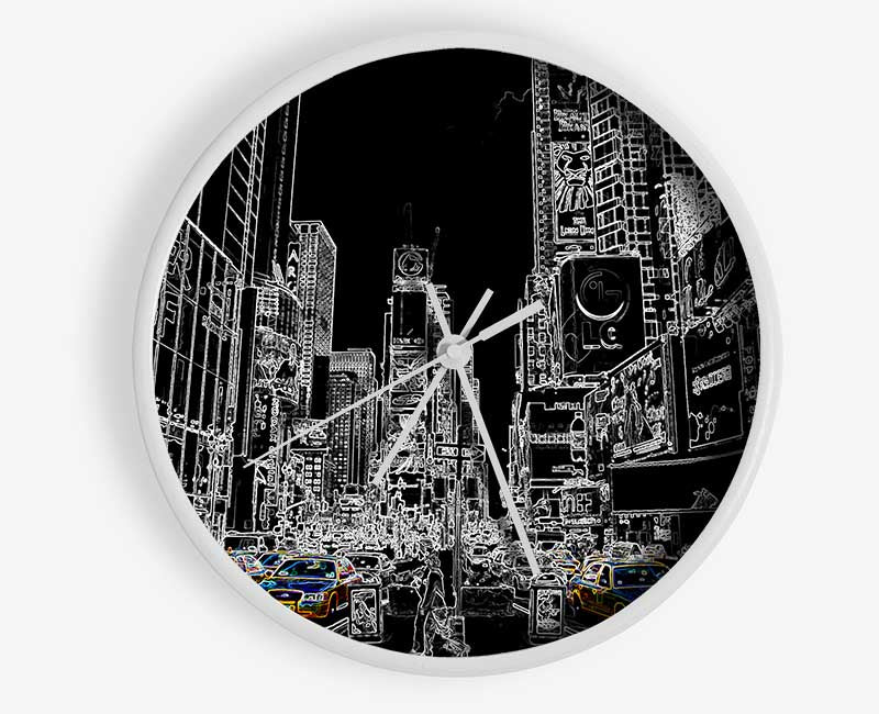 New York Street Taxi Psychedelic Clock - Wallart-Direct UK