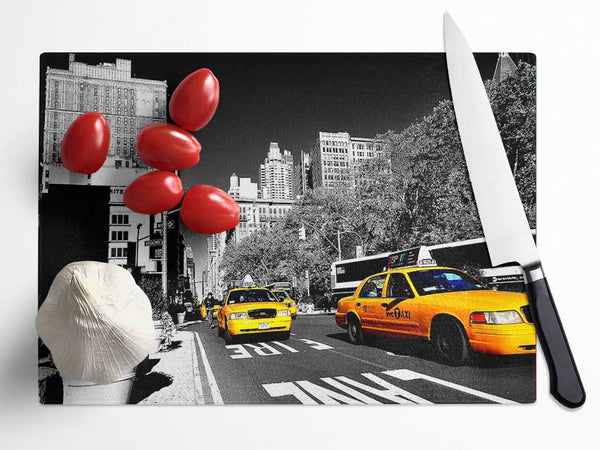 New York Taxi Glass Chopping Board