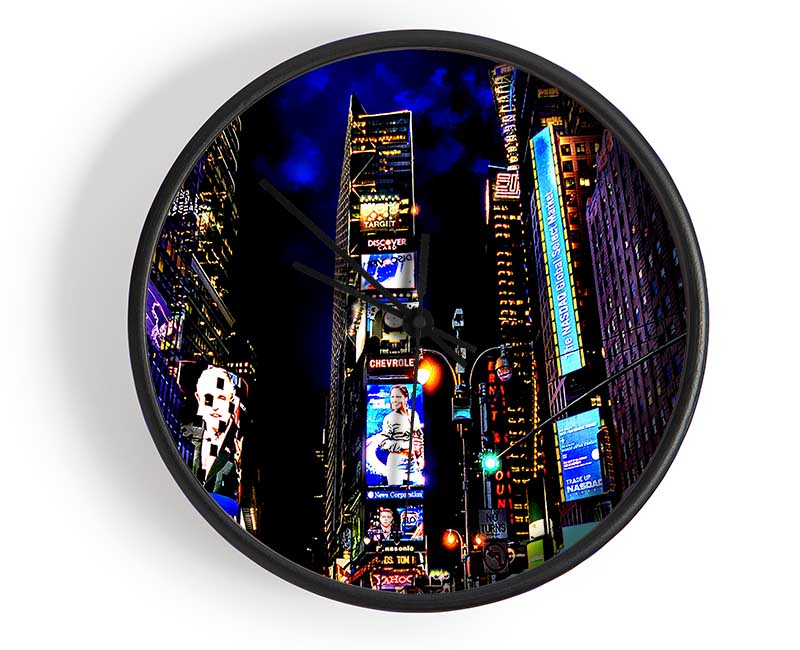 New York Times Square Blue Skys At Night Clock - Wallart-Direct UK