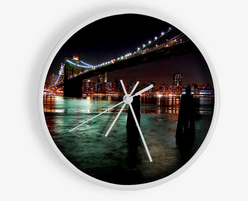 New York View From The Waters Edge Clock - Wallart-Direct UK