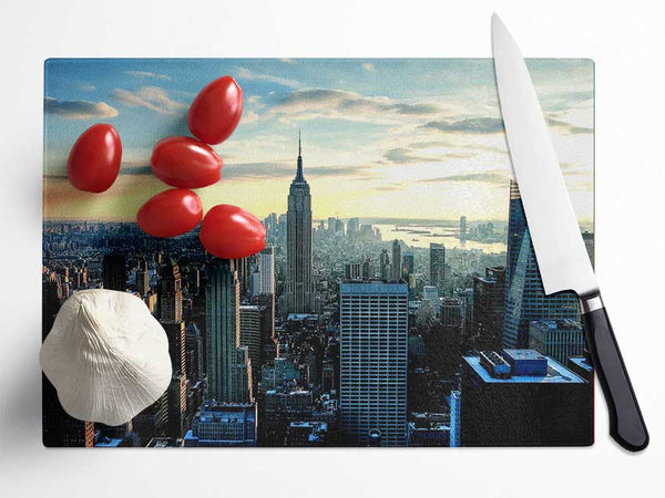 New York View Below The Sky Glass Chopping Board