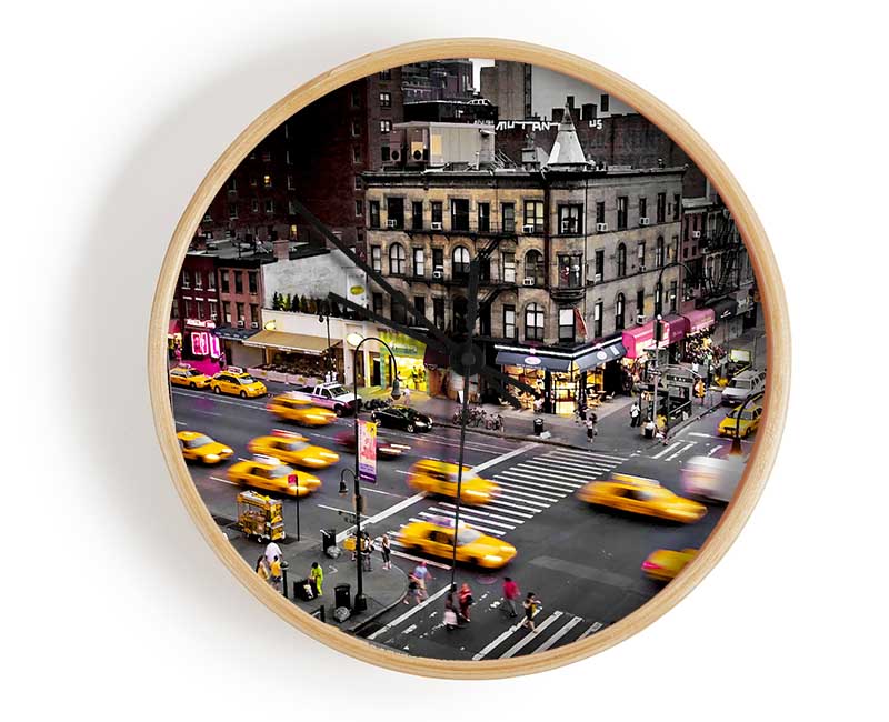 New York Yellow Cab Mayhem Clock - Wallart-Direct UK