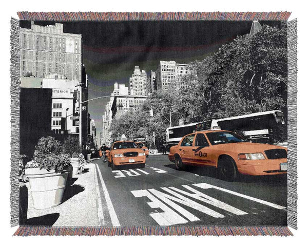 New York Yellow Taxi Drive Woven Blanket