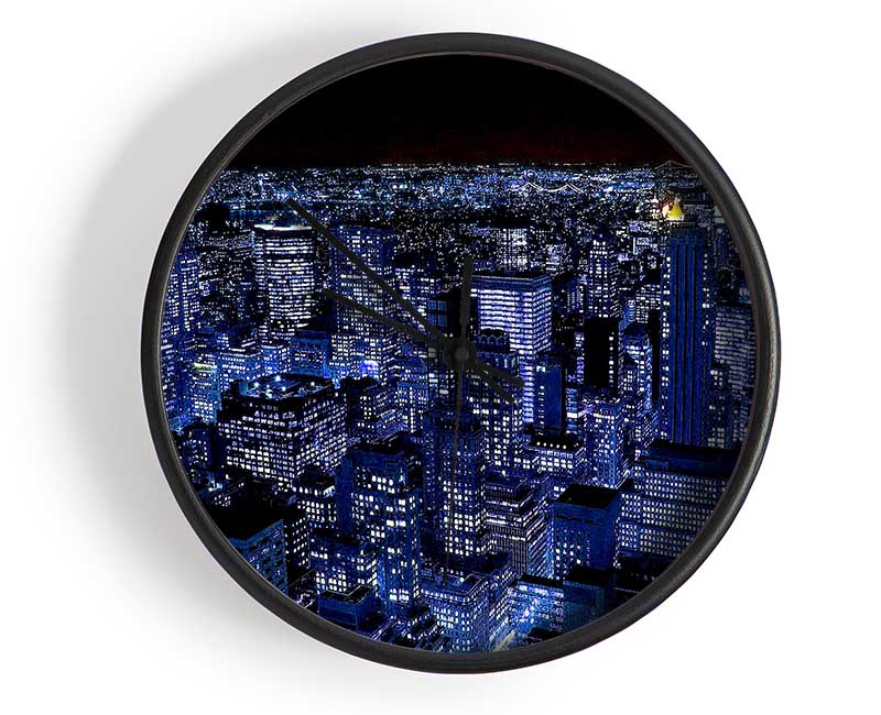 New York City Night Blues Red Top Clock - Wallart-Direct UK