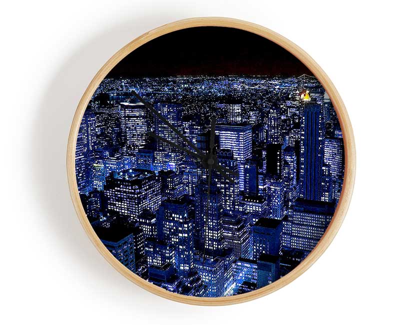 New York City Night Blues Red Top Clock - Wallart-Direct UK