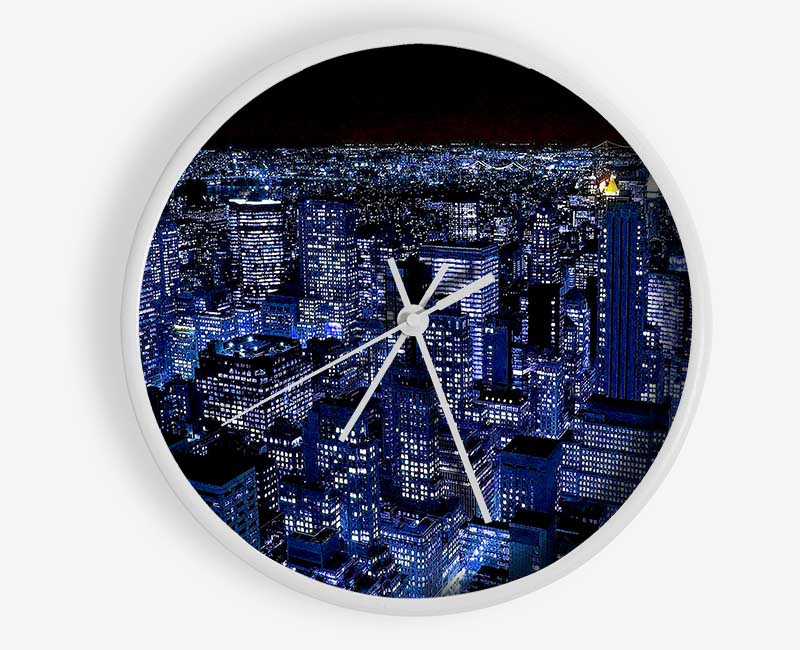 New York City Night Blues Red Top Clock - Wallart-Direct UK