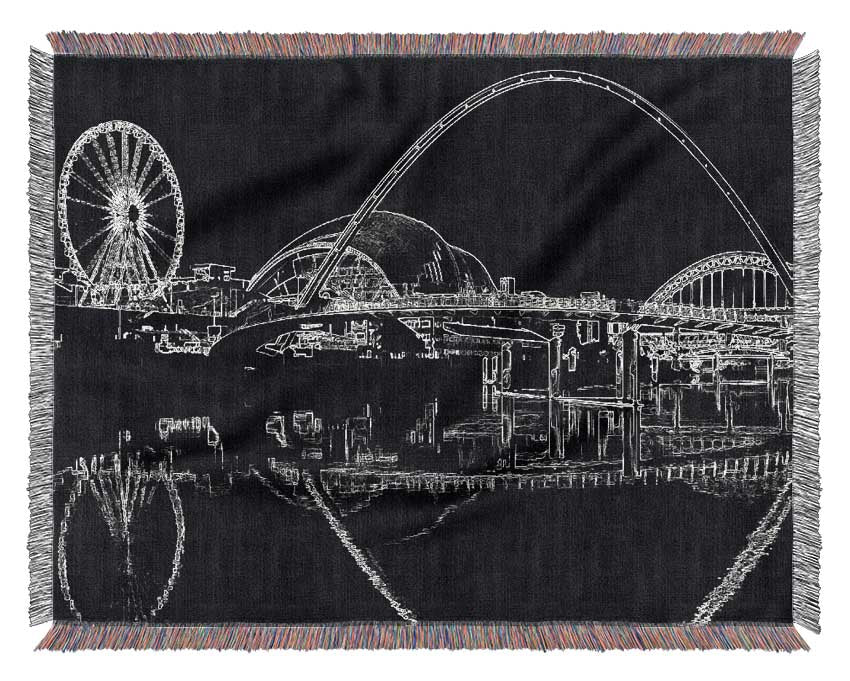 Gateshead Newcastle Millennium Bridge Psychedelic Woven Blanket