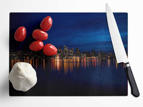 Night City Lights Glass Chopping Board