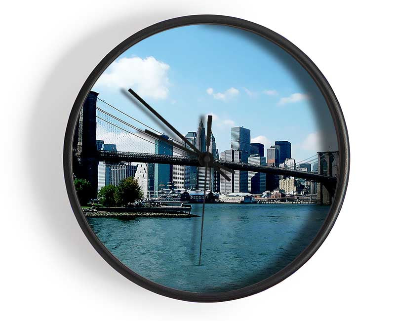 Nyc Brooklyn Blue Clock - Wallart-Direct UK