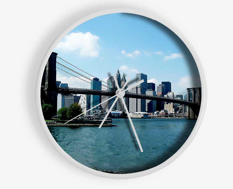 Nyc Brooklyn Blue Clock - Wallart-Direct UK