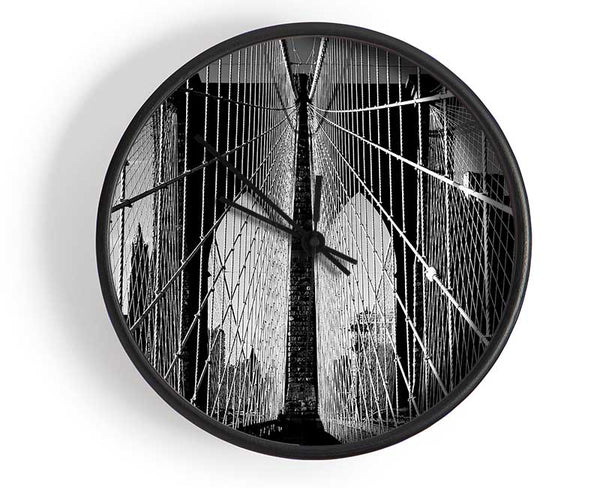 NYC Brooklyn Bridge Architect B n W Clock - Wallart-Direct UK