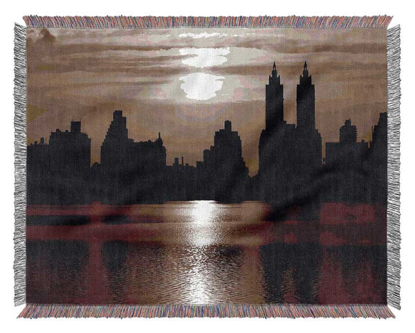 Nyc Brown Skyline Woven Blanket