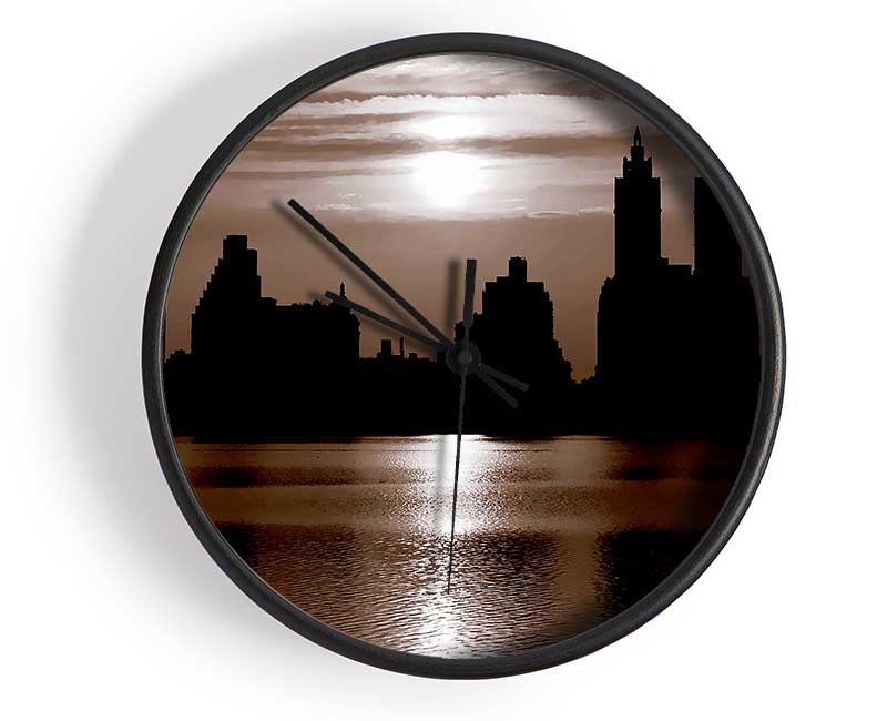 Nyc Brown Skyline Clock - Wallart-Direct UK