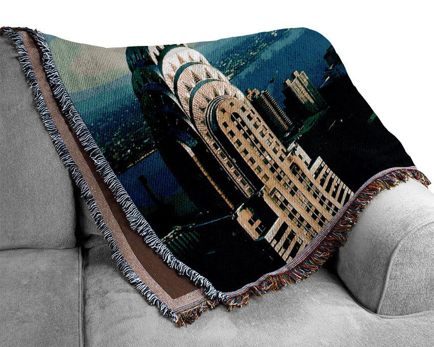 Nyc Empire State Blue Woven Blanket