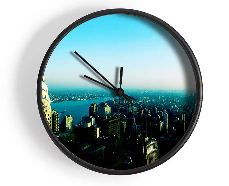 Nyc Empire State Blue Clock - Wallart-Direct UK