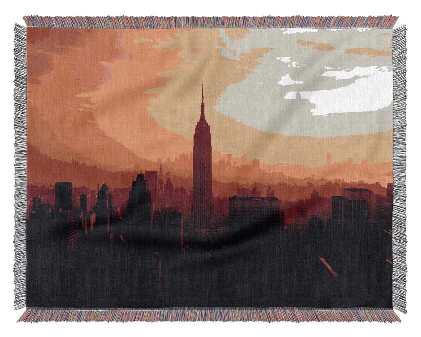 Nyc Empire State Building At Sunset Woven Blanket