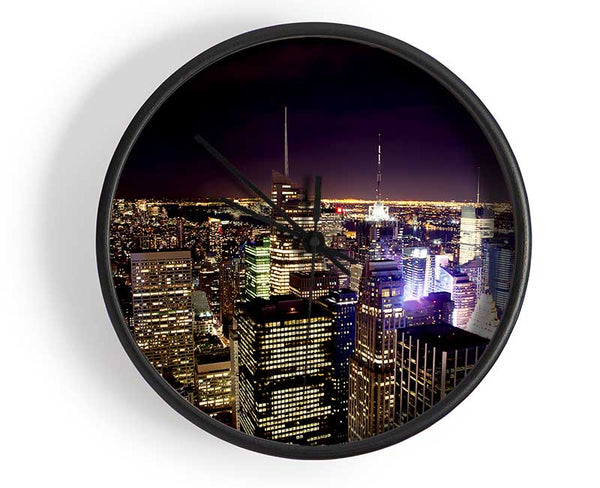 Nyc Empire State Building Red Glow Night Clock - Wallart-Direct UK