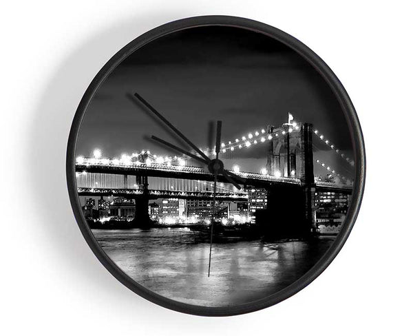 NYC Night Bridge B n W Clock - Wallart-Direct UK