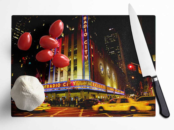 Nyc Radio City Music Hall Glass Chopping Board