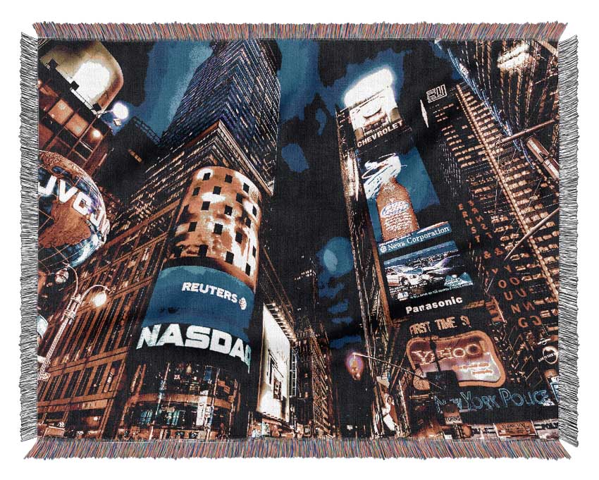 NYC Times Square Lights Woven Blanket