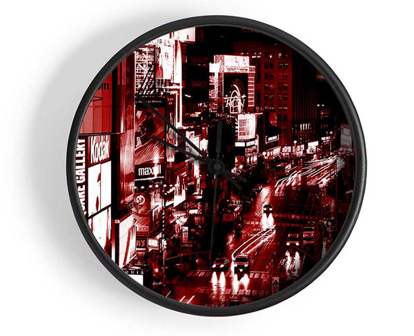 Nyc Times Square Red Glow Clock - Wallart-Direct UK