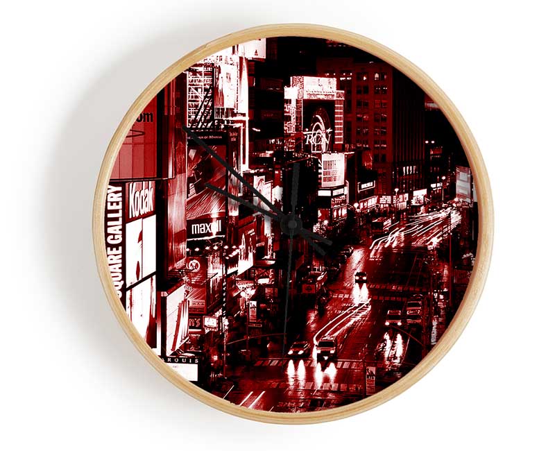 Nyc Times Square Red Glow Clock - Wallart-Direct UK