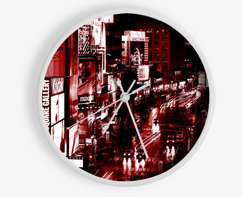 Nyc Times Square Red Glow Clock - Wallart-Direct UK