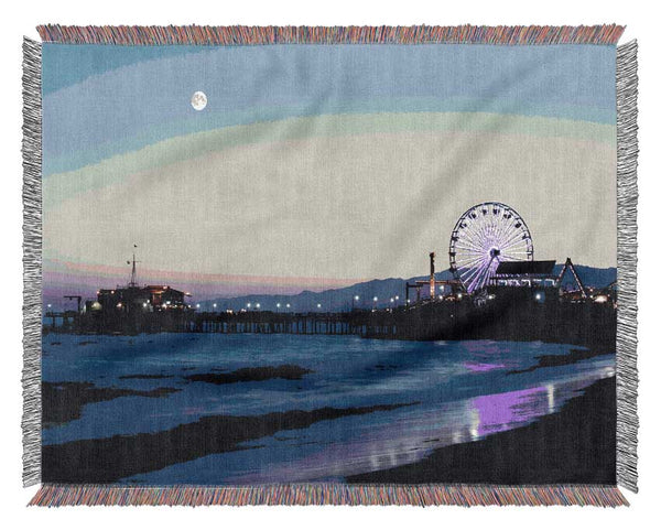 Ocean Pier Moonlight Woven Blanket