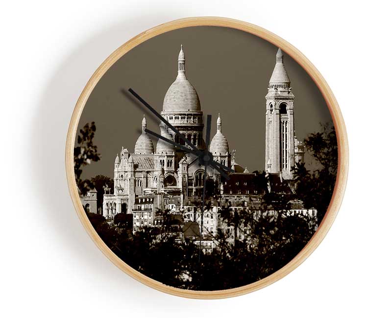 Paris Sepia Clock - Wallart-Direct UK