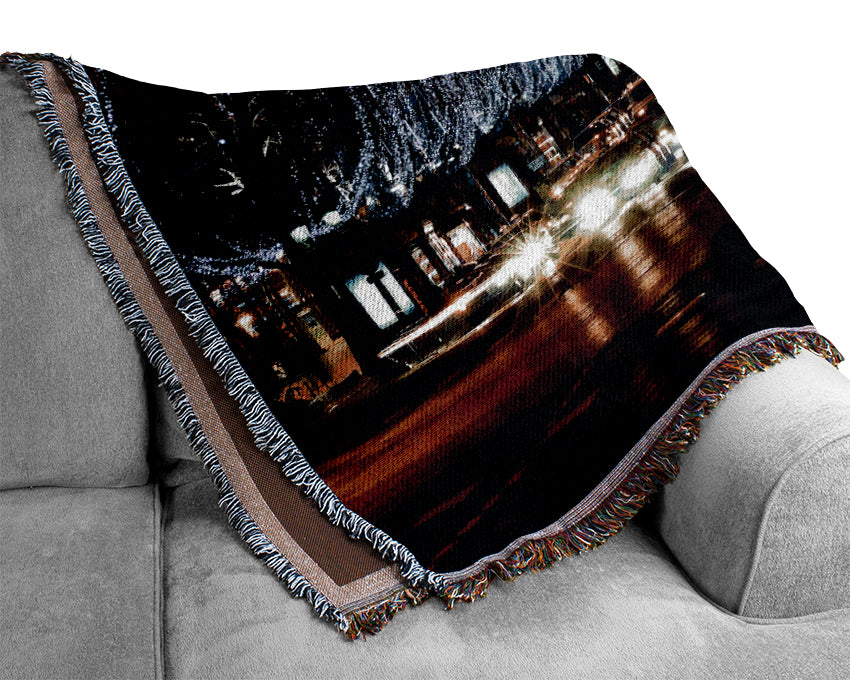 Paris Arc De Triomphe Night Lights Woven Blanket