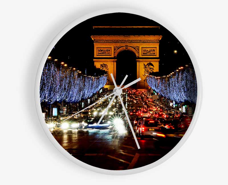 Paris Arc De Triomphe Night Lights Clock - Wallart-Direct UK